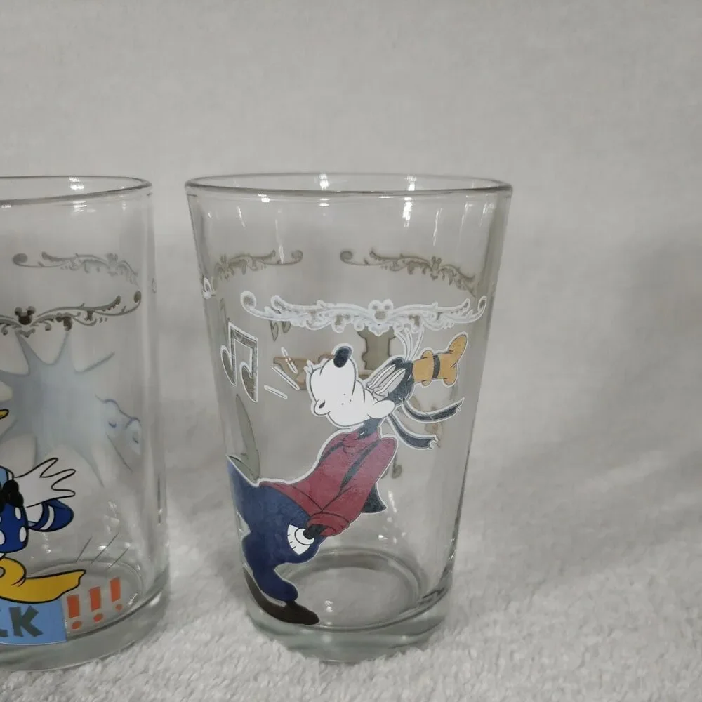 Disney Mickey Mouse Minnie Donald Duck Goofy Vintage Juice Glasses Rare Uncommon